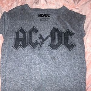 ac/dc shirt with a triangle cut at the top